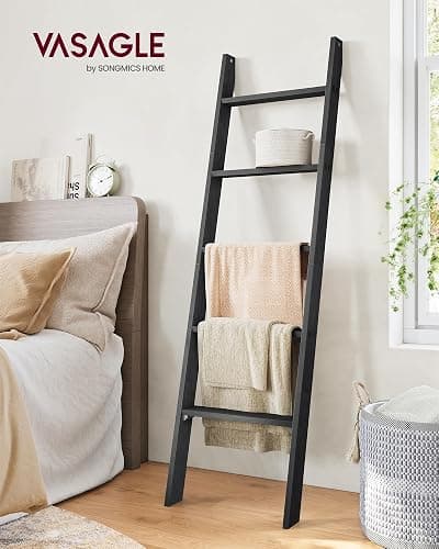VASAGLE Blanket Ladder Decorative Farmhouse for The Living Room, 5-Tier Ladder Shelf, Ladder Rack for Storage and Decor, Ebony Black ULLS018B56 thumbnail 2