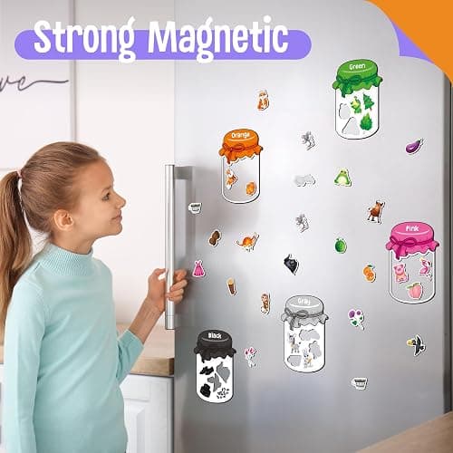 12 Pieces Magnetic Color Sorting Toys, 60 Color Magnets Educational Refrigerator Whiteboard for Baby Toddlers Kids Magnets thumbnail 6