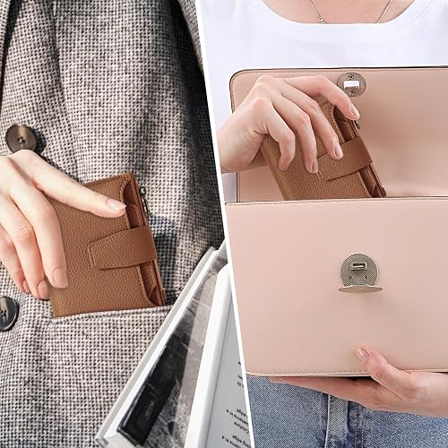 Airkit Small Wallet Women RFID Blocking Genuine Leather Bifold Compact Card Holder for Women with Zipper Coin Pocket 4 ID Windows thumbnail 8