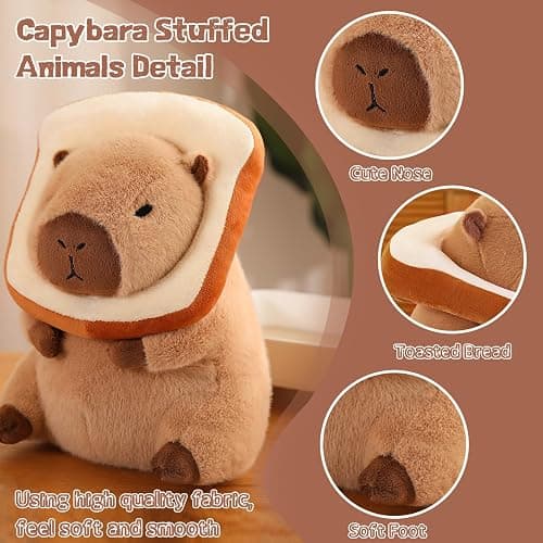 NXNYNZ 12 Inch Cute Capybara Plush Kawaii Soft Capybara Plush Doll Pillow with Bread Capybara Stuffed Aniamls Toys for Girls Kids Adults Birthdays Valentines Gift (Capybara Plush for Kids) thumbnail 4
