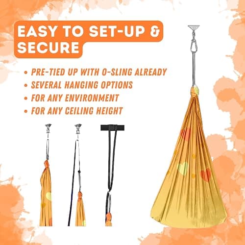 TIBEL Sensory Swing with 6 Accessories Holds 300lbs 360° Swivel Double Layer Nylon Fabric Gives Calming Therapy Sensory Effect Pelvic Joint Stability for Kids and Adults with Asperger Autism ADHD SPD thumbnail 7