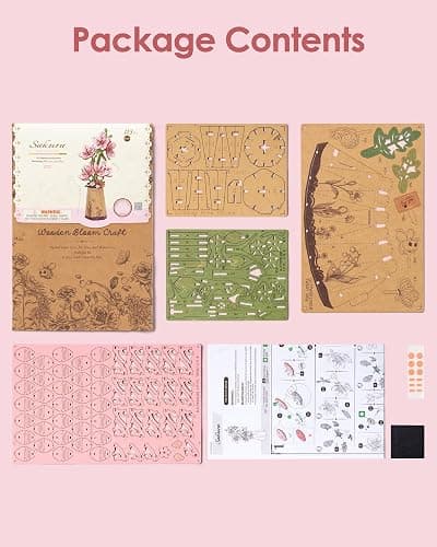 Rowood 3D Puzzles for Adults,DIY Wooden Cherry Blossom Bonsai Tree Botanical Collection Building Craft Kits for Women,Christmas/Birthday Gift- Sakura thumbnail 7
