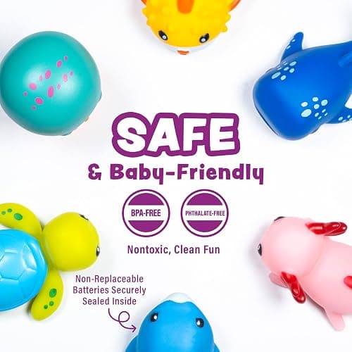 Tub Works® Under the Sea™ Light Up Bath Toys, 6 Pack | Water-Activated Light Up Toys Flash & Change Color | Easy-Grip Baby & Toddler Bath Toys | Sensory Bathtub Toys with Bath Lights for Kids Bath thumbnail 8