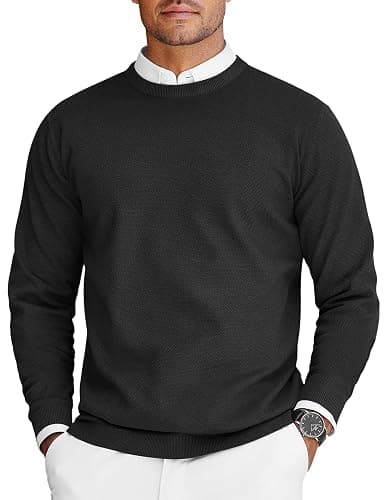 COOFANDY Mens Crew Neck Sweaters Long Sleeve Lightweight Knit Dress Pullover Sweaters - Image 1
