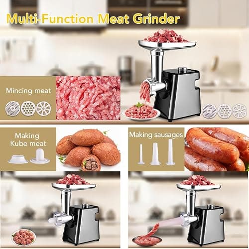 Meat Grinder - Electric Meat Grinders with Stainless Steel, Easy Operation for Grinding Meat, Making Sausages and Meatballs, 350W Powerful Motor Ideal for Home Kitchen and Restaurant Use thumbnail 4