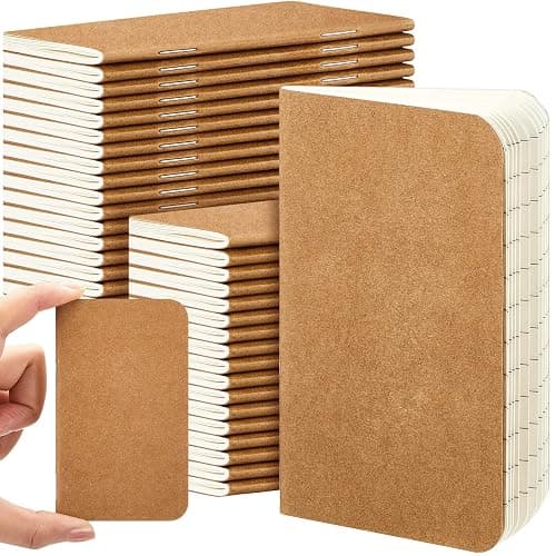 Outus 36 Pcs Pocket Notebook Mini Journal 2.5" x 4" Kraft Paper Mini Notepad Bulk Softcover Pocket Notepad Memo Diary Subject Notebooks for Student Travel School (Brown,Blank Cover) - Image 1