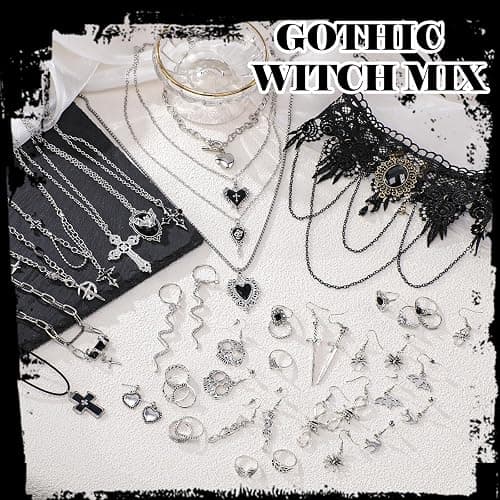 NoctisNest Mystery Jewelry Jar for Women - Surprise Gothic Witchy Jewelry Box Vintage Gift Set Multi Style with Necklaces Earrings Rings Bracelets, Halloween Costume Accessories Gift for Her thumbnail 5