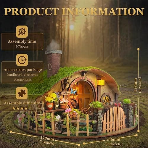 LoreNook The Magic Ring House DIY Miniature House Kit & 3D Wooden Puzzle, Lighted Book Nook Bookshelf Decor, Creative Gifts for Adults & Craft Lovers thumbnail 3