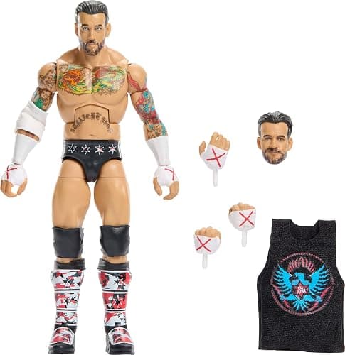 ​Mattel WWE Elite Collection Top Picks Action Figures & Accessories Set, 6-inch Collectible CM Punk with Swappable Hands & Ring Gear​ - Image 1