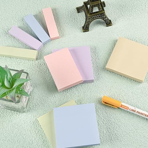 BAYTORY 6 Pads Soft Pastel Sticky Notes, Memo Sticky Note, Colorful Self-Stick Note Easy to Post for Office School Home Study (3x3 & 3x2 & 3x0.7 Inch) thumbnail 2