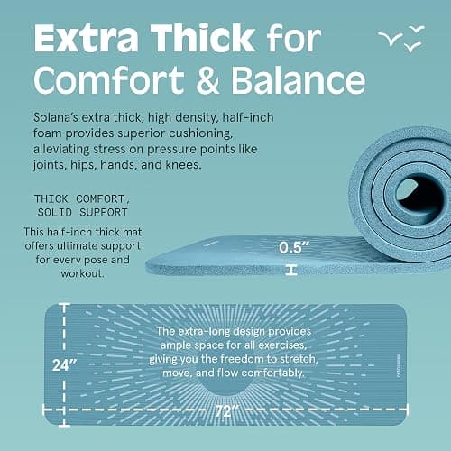 Retrospec Solana Yoga Mat Thick 1/2in Non-Slip Workout Mat with Nylon Strap - 72x24in Exercise Mat for Pilates, Stretching & Fitness - BPA Free, Easy Clean thumbnail 3