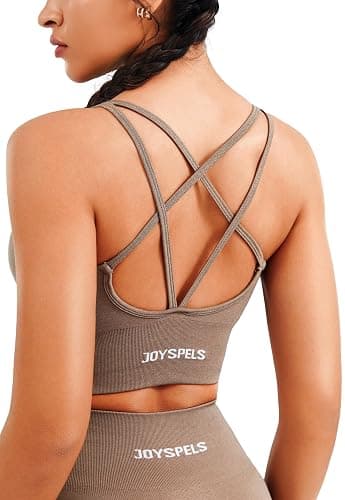 JOYSPELS Womens Seamless Longline Sports Bra, Yoga Top with Removable Pads | Slim Strap, 4-Way Stretch, Crop Top for Gym, Workouts & Running. Soft, Breathable & Supportive thumbnail 3