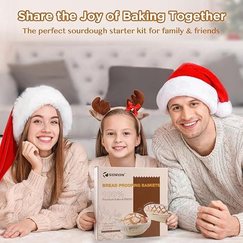 SORON Sourdough Starter Kit, Banneton Bread Proofing Basket with Glass Sour Dough Starter Jar, Sourdough Bread Baking Supplies Tools, 9" Round & 10" Oval Banneton Baskets, Gift Set for Homemade Making thumbnail 8