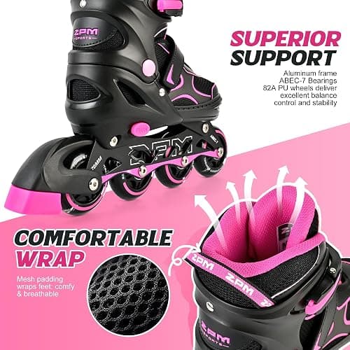 2PM SPORTS Inline Skates for Kids Girls Boys Ages 5-8 8-12 4-6 6-12 with Light Up Wheels, Adjustable Kids Roller Skates Blades for Adults Men Women Beginners Youths thumbnail 4