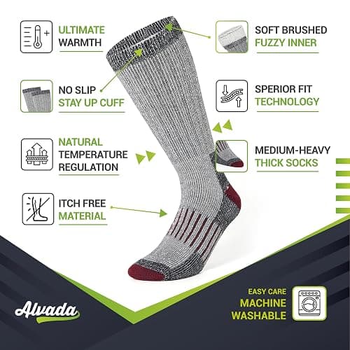 Alvada Warm Thermal Wool Socks for Winter Moisture Wicking and Breathable Cozy Boot Socks thumbnail 2