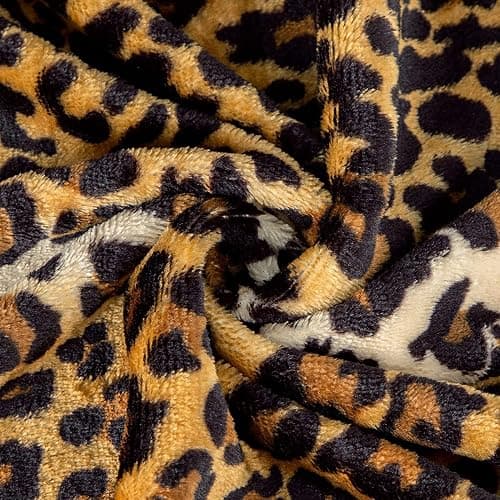 MACEVIA Flannel Fleece Throw Blanket for Couch, Leopard Print Blanket for Adult, Lightweight Cozy Soft Cheetah Blanket for Bed Sofa 260GSM, Suitable for All Seasons (Brown Leopard,50x60inches) thumbnail 4