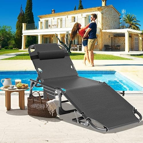 ABORON Patio Lounge Chair, Folding Guest Bed Cot for Adults, 500LB Heavy-Duty Capacity, Portable Extra Bed with Comfort Mat, Quick Fold Design for Indoor Guest Stays & Temporary Use thumbnail 6