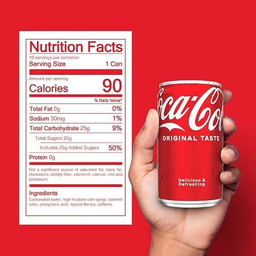 Coca-Cola Soda Soft Drink Fridge Pack Mini Cans, 7.5 fl oz, 10 Pack | A caffeinated fizzy drink that fits any occasion thumbnail 2