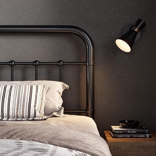 Allewie King Size Metal Platform Bed Frame with Victorian Style Wrought Iron-Art Headboard/Footboard, No Box Spring Required, Black thumbnail 7
