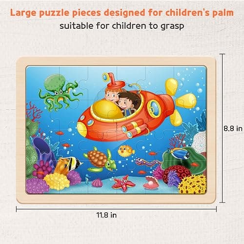 SYNARRY Large Animal Wooden Puzzles for Kids Ages 4-6, 4-in-1 Gift Set | Animal Puzzles for Toddlers & Kids Ages 3-5, Birthday Gifts for Boys & Girls, Educational Animal Toys, Screen-Free Play thumbnail 3