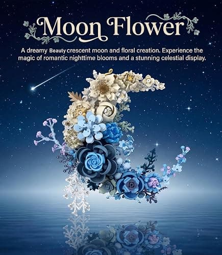 Loyratche Blue Moon Flower Building Set, Botanicals Wall Art Decor | Botanical Collection Artificial Flowers Building Block Kit Compatible with Lego for Adults Home Décor Wall Art Decoration thumbnail 3
