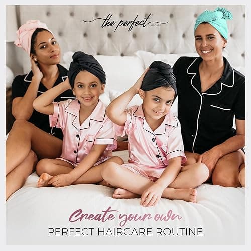 THE PERFECT HAIRCARE Microfiber Hair Drying Towel Wrap for Curly & Wavy Hair - Large Smooth and Silky Curly Hair Product for Women Girls and Kids - Quick Drying - Works for Hair Extensions - Pink thumbnail 2