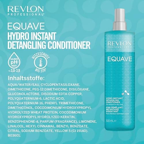 REVLON PROFESSIONAL EQUAVE Hydro Instant Detangling Conditioner, 500 ml, entwirrender Leave in Sprühconditioner für normales bis trockenes Haar, Haarpflege mit 2-Phasen Formel & Hitzeschutz thumbnail 5