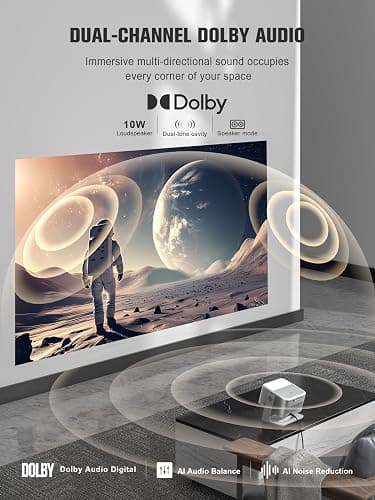 【Official Licensed Google TV】4K Smart Projector with WiFi and Bluetooth, VOPLLS Outdoor Projectors with Dolby/Auto Focus, Portable Movie Phone Wireless Gaming Wifi Proyector for Bedroom/Home/Celling thumbnail 4