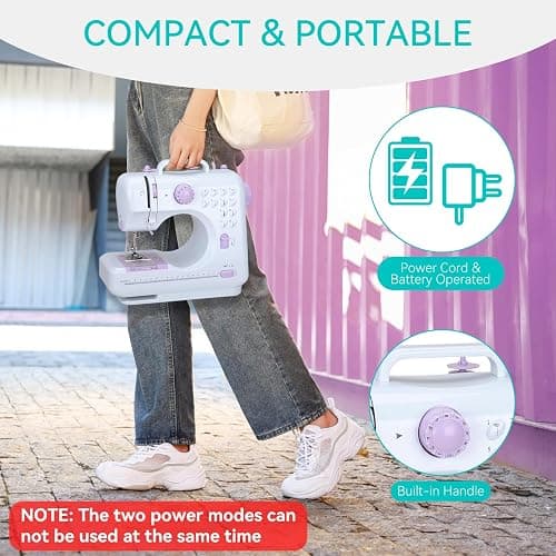 Mini Sewing Machine for Beginners, Portable Electric Sewing Machine with Dual Speed, 12 Built-in Stitches, Foot Pedal, and Accessories Kit for Home DIY Projects & Gift thumbnail 6