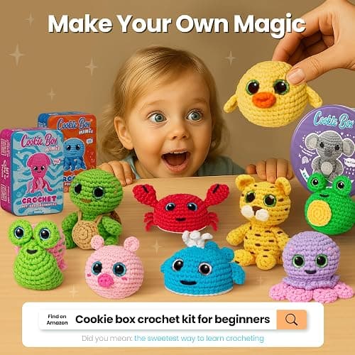 Cookie Box Crochet Kit for Beginners – Gift Set to Make Leopard Leo Amigurumi Plushie – Easy DIY Crochet & Knitting Starter Kit with Video and PDF Tutorials thumbnail 7