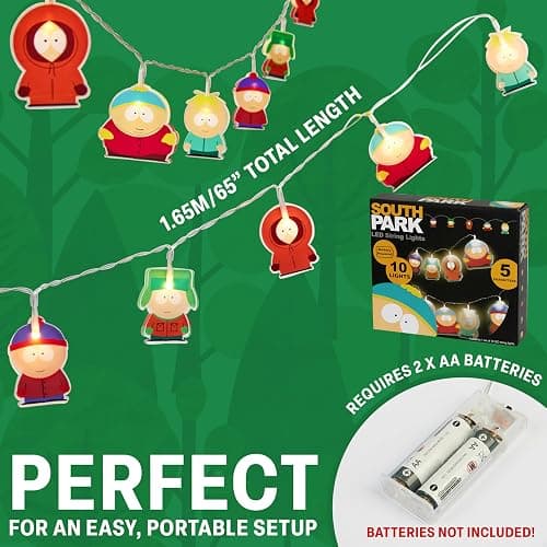 South Park LED String Lights 10 pcs, Funny Fairy Lights 1.65m, Indoor Bedroom Decor Accessories thumbnail 6