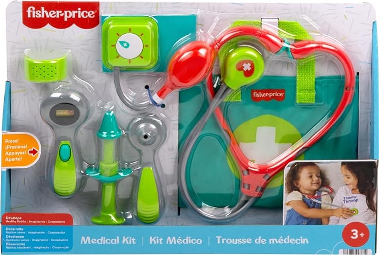 Fisher-Price Medical Kit 7-Piece Doctor Bag | Preschool Pretend Play, Dress Up Toys for Toddlers & Kids Ages 3+ Years thumbnail 6
