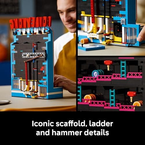 LEGO Super Mario Donkey Kong Arcade 72051 | Collectible Building Set for Adults, Ages 18+, Retro Arcade Decor, Working Levers & Joystick, 1,367 pieces, Gift for Gamers thumbnail 6