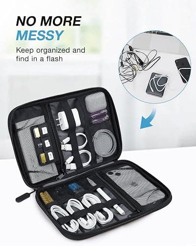 BAGSMART Large Electronics Travel Organizer Case, Tech Accessories Cord Storage Bag for Phone, Power Bank, SD Card, Cables, Black thumbnail 2