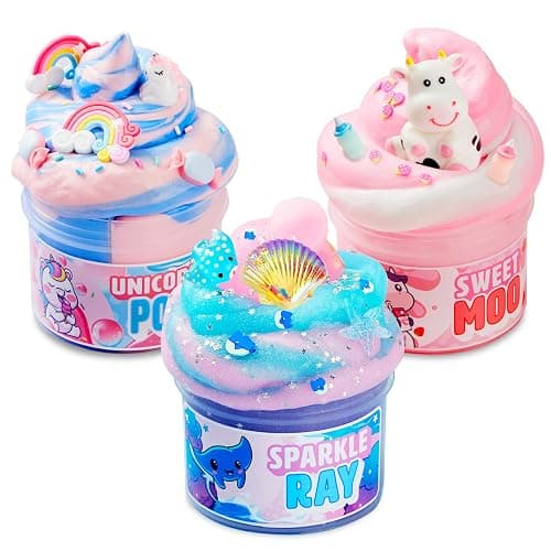 JOYIN Slime 3-Pack Bundle, Manta Ray, Bubblegum Unicorn, Strawberry Milk Cow, Soft, Non-Sticky, Mess-Free,Slime Bulk Toys for Kids, Boys and Girls Birthday Gifts Party Favors - Image 1