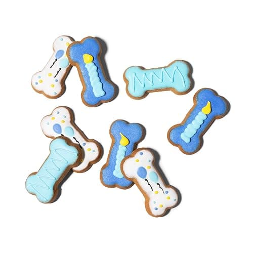 Thoughtfully Pets, Blue Dog Birthday Cookie Gift Set, Hand Decorated Crunchy Dog Treats in Bone Shapes, Great for Birthdays, Set of 8 thumbnail 2