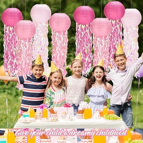 8pack Pink Jellyfish Party Decorations,Jellyfish Lantern Hanging，with Tape and String,Mermaid Birthday Decorations for Birthday,Mermaid,Baby Shark,Ocean Themed Party Supplies thumbnail 5