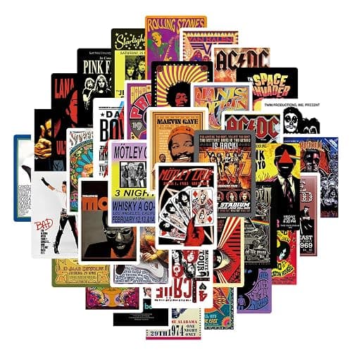 YUZHEDM Musik Poster 50 Blätter 4,6 X 6,5 cm, Retro Poster mit Selbstklebender Rückseite,Vintage Aesthetic Geeignet Für Schlafsäle, Wohnzimmer, Arbeitszimmer, Flure - Image 1