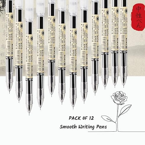 Penagic Japanese Ink Pen, 0.35 mm Fine Point, Black Gel, Extra Fine Tip, Korean School Stationery Supplies thumbnail 5