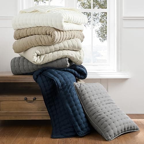 WDCOZY Ivory king Size Quilts Bedding Sets with 2 Pillow Shams, Lightweight Soft Bedspread Coverlet, Quilted Blanket Thin Comforter Bed Cover for All Season, 3 Pieces, 90x90 inches thumbnail 8