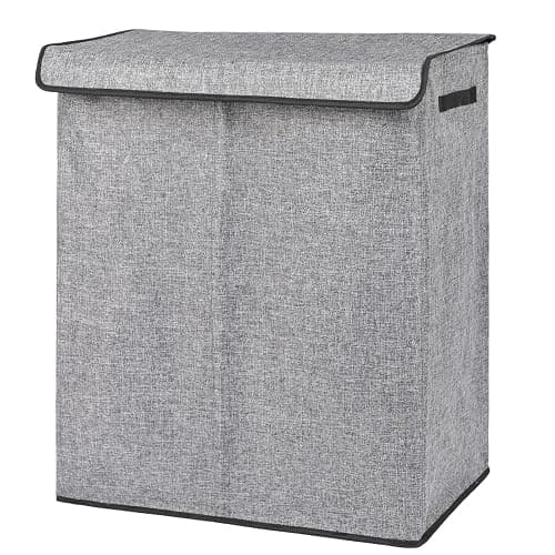 DOKEHOM 150L Double Laundry Basket with Lid and Removable Laundry Bags, Large Collapsible Laundry Hamper with 2 Sections for Bedroom, Bathroom, Laundry Room, Colloge (Grey) thumbnail 9