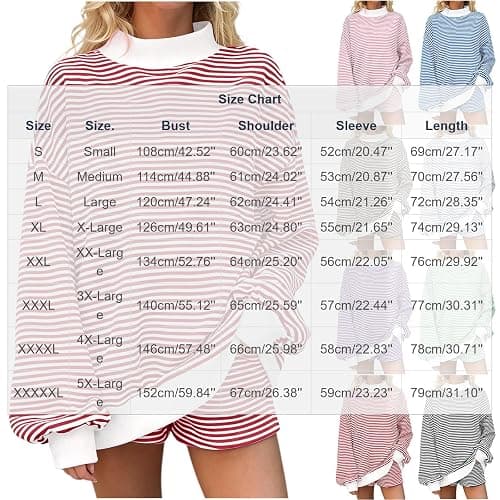 Womens Striped Sweatshirt Mock Neck Long Sleeve Casual Loose Pullover | Classic Stripe Pattern,Soft Comfortable Fabric,Relaxed Oversized Fit,Mock Neck Design,Daily Casual Streetwear Style thumbnail 4