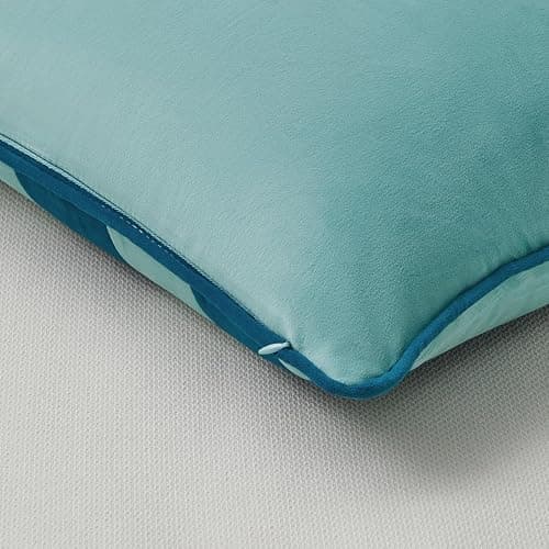 MONDAY MOOSE Decorative Throw Pillow Covers Cushion Cases, Set of 2 Soft Velvet Striped Piping Edge Designs, Pillow Inserts Not Included (16x16 inch, Blue/Light Blue) thumbnail 6