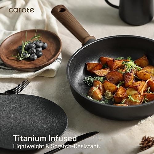 CAROTE Nonstick Pots and Pans, Induction Titanium Cookware Set 16pcs Kitchen Cooking Sets, Pot and Pan Non Stick w/Frying pan (PFOS, PFOA Free) thumbnail 6