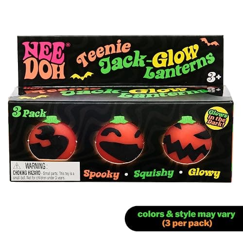 Schylling Needohween Teenie Jack Glow Lantern - Glow in The Dark Pumpkin Faces 3 Pack thumbnail 3