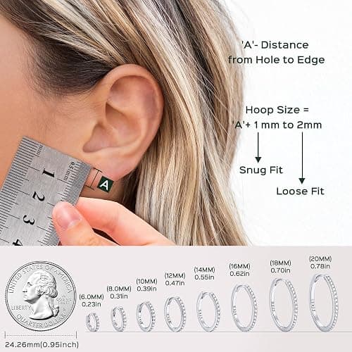 ChicSilver 925 Sterling Silver Huggie Earrings for Women 14K Gold Plated Silver Hoop Earrings for Women Hypoallergenic Small Cubic Zirconia Huggie Earring (6/8/10/12/14/16/18/20mm) thumbnail 4