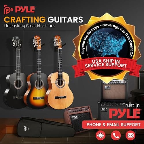 Pyle Left Handed Beginner Acoustic Guitar Kit, 3/4 Junior Size All Wood Instrument for Kids, Adults, 36" Natural Gloss thumbnail 7