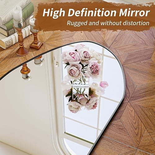 BEAUTYPEAK Irregular Full Length Mirror - 67x24 Inch Black Framed Modern Mirrors, Unique Shape Vanity Wall Mirror for Living Room Bedroom Entryway Hallway thumbnail 2