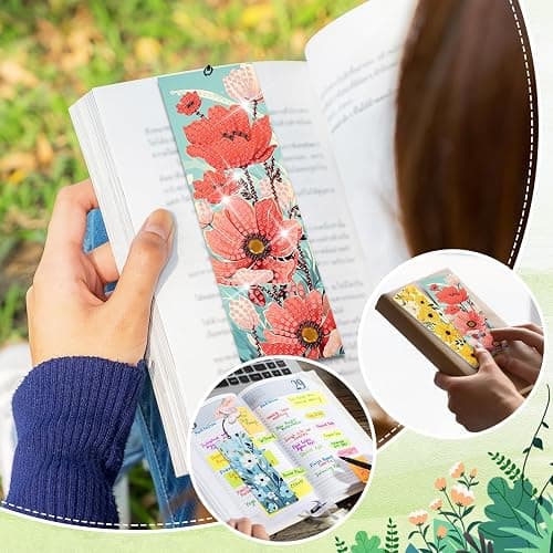4pcs Flower Diamond Art Bookmarks Kit Floral Diamond Bookmarks for Adults 5D DIY Diamond Art Kit for Spring Reading Lover Book Lover Students DIY Gem Crafts Gift thumbnail 6
