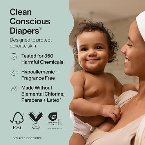 The Honest Company Clean Conscious Diapers for Delicate Skin | Up to 100% Leakproof | Hypoallergenic, Fragrance Free | Girl Prints | Super Club Box, Size 2 (12-18 lbs), 124 Count (Prints May Vary) - Size 2 (124 Count) - Rose Blossom + Tutu Cute thumbnail 3